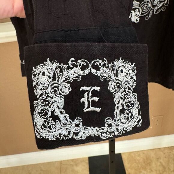 English Laundry Christopher Wicks L Embroidered Button Up Black White Hand Sewn - Picture 5 of 10